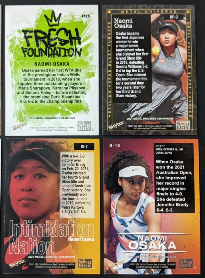 Naomi Osaka 2021 SkyBox Metal Universe 125 S15 IN7 AW17 BF3 FF25