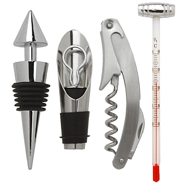 5 Tlg. Wein-Geschenkset Korkenzieher Sommelier ZubehöR Set AusgießEr Thermometer-image