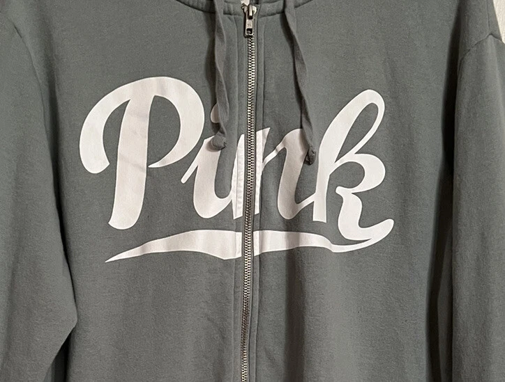 UNDERCOVER Giacca con cappuccio rosa Victoria's Secret taglia L logo anteriore cerniera intera fessure laterali morbide