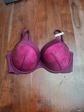 Ambrielle Plunge Full Figure Plum Color Bra Mesh Back Size 40DD  NWT