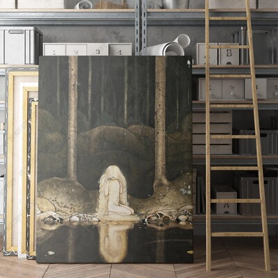 #ad Princess Tuvstarr Gaze Into Waters Fairy Tale Illustration Canvas Wall Art Print $169.00