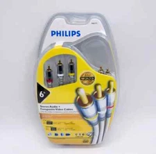 Philips M62771 6ft Stereo Audio & Composite Video 24K Gold Plated Cables