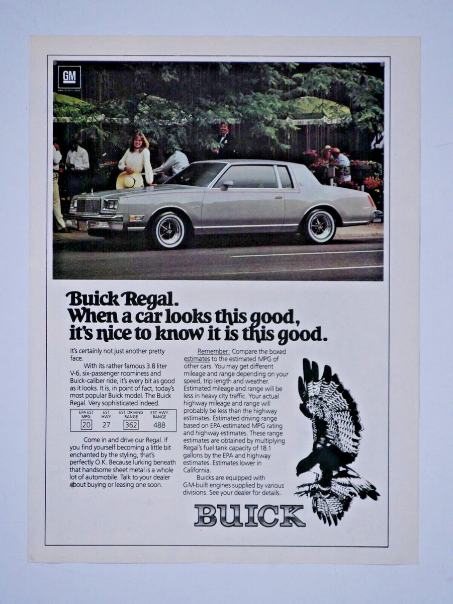 1981 Buick Regal Vintage 2 Door HT Lady Looker Original Print Ad