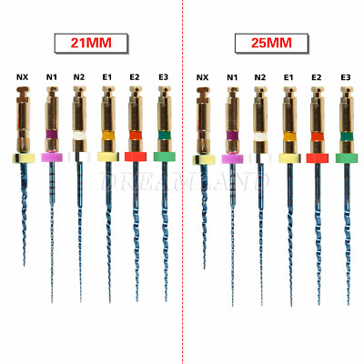 6pcs Dental NiTi Files Rotary Tip Endodontic Endo Motor Root Canal 21/25MM XXL