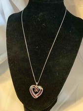 Ruby Heart Pendant Necklace in Sterling Silver