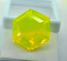 Natural NEON Yellow Opal Certified 93.00 Ct Flawless Hexagonal Cut Gemstone