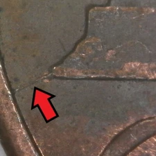 1988-P Philadelphia Lincoln Memorial Penny/Cent Die Crack Error/Variety Circ.