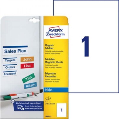 Avery Zweckform J8867-5 Magnetbänder Weiß 21,0 X 29,7 cm