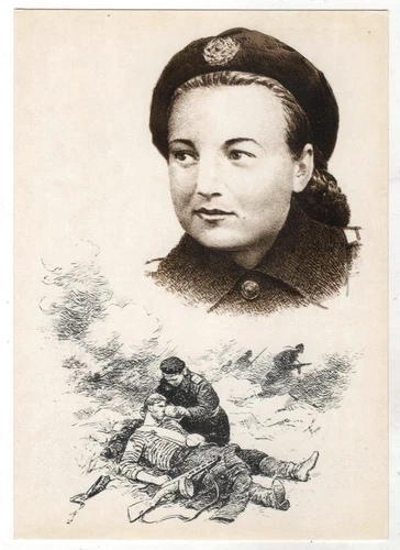 1975 WW2 HERO USSR Galina PETROVA Medical NURSE Military Russian Postcard OLD