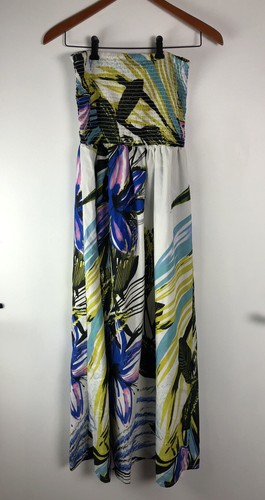 Ellen Weaver women's long dress sz M multicolored tie around neck Aw26 - Picture 8 of 9