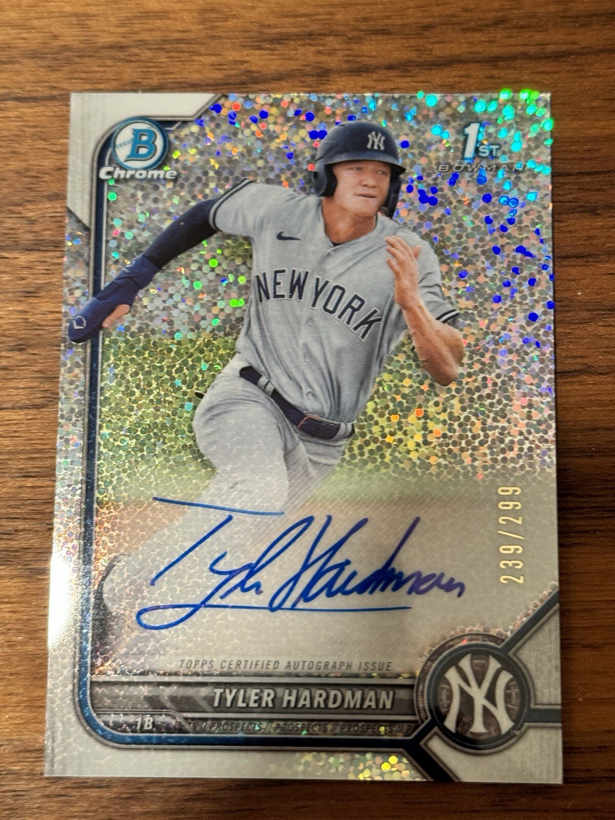 2022 bowman chrome speckle refractor Tyler Hardman 1st auto 239/299
