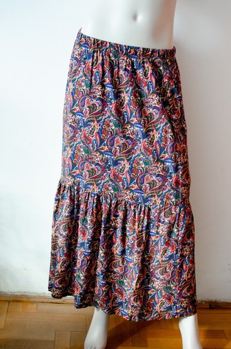 100% Viscose Paisley Maxi Skirt Long Boho Womens Lined Size M L Elastic Waist - Bild 7 von 9