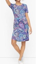 Talbots Plus Ladder Back Confetti Paisley Knee Length Cotton Dress Petite 0X