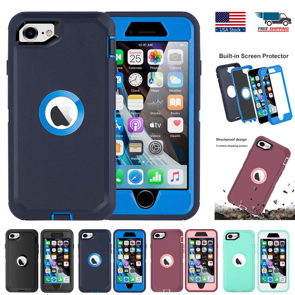For iPhone SE 2nd 3rd Case Heavy Duty Shockproof Full Cover w/ Screen Protector