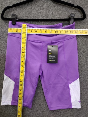 Nike Girl’s Dri Fit Tight Biking Shorts Purple Compression Training Size L+ - Picture 4 of 10