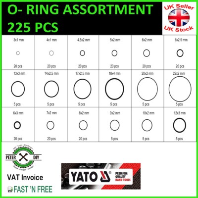 YATO O-ring Set O Ring Assortment 225pcs Oil Grease and Fuel 