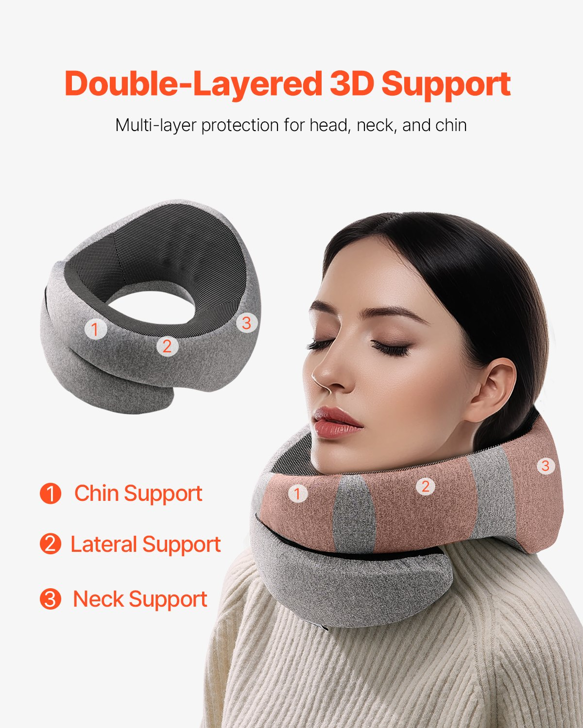 360° Rotatable Memory Foam Travel Pillow with Neck Support-image