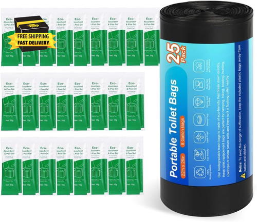 80 Portable Toilet Bags, Camping Toilet Bags, Biodegradable Porta Potty Bags, Th