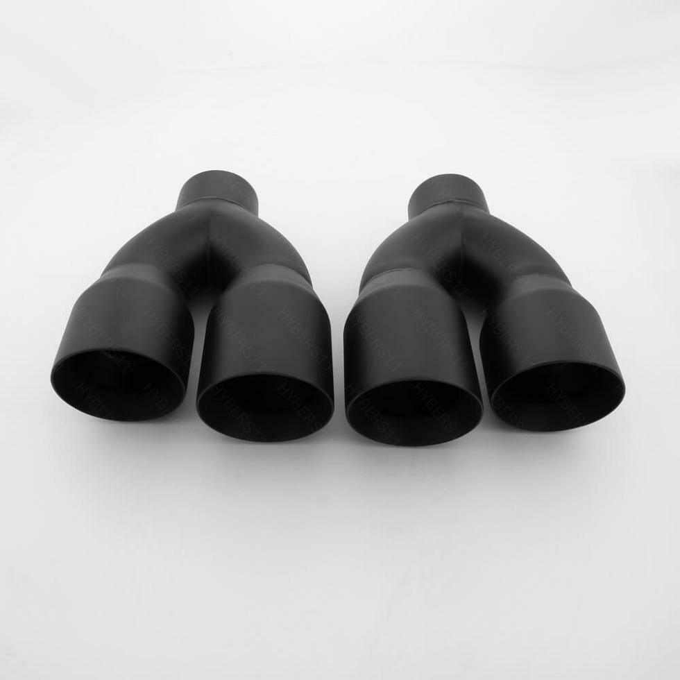 Matt Black Exhaust Tips 3" Inlet Quad 4" Out Dual Wall Angle Cut