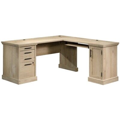 Sauder Aspen Post Engineered Wood L, Prime Oak L Shaped Desk With Storage