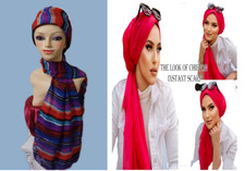Pretty Multicolor Instant Scarf Chiffon. Made of 19"WX70"L NEW 