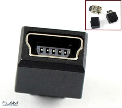 Connecteur à souder Mini USB 5 broches + boitier / Connector 5 pins + box - Photo 1/4