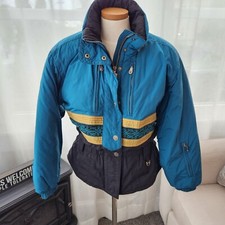 KAELIN Womens Ski Snowboard Puffer Jacket 10 Metallic teal gold Vtg
