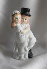 VINTAGE ESTATE BISQUE BRIDE GROOM FIGURINE/CAKE TOPPER/GIFT TABLE DECOR-EUC