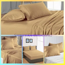 Coziest Bedding Sheets Egyptian Cotton Taupe Stripes Select TC/Item/Size