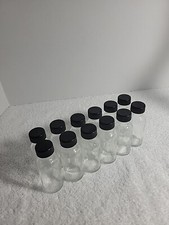 12 piezas, 1 OZ [30 ML] frascos de vidrio redondos transparentes Boston con tapas cónicas