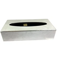 Vintage Lacquer Ware Tissue Box Nancy Calhoun Designs Silver Leaf Made in Japan