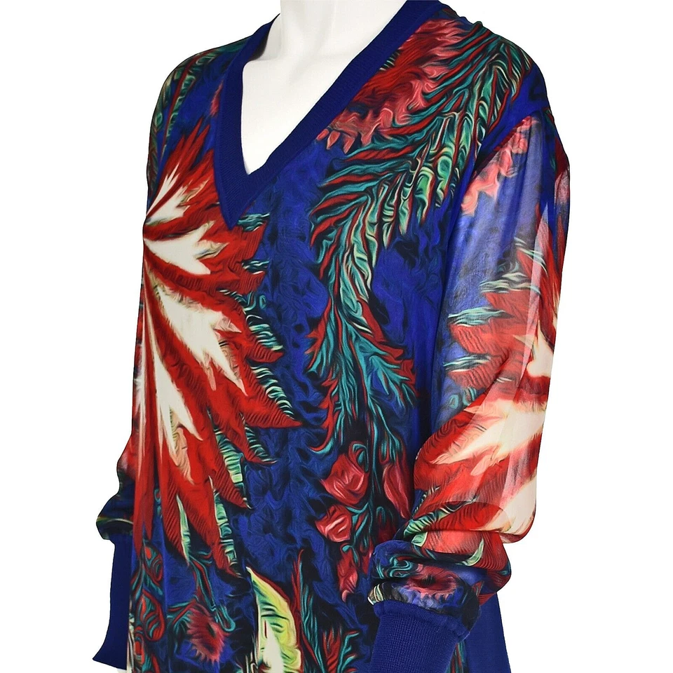 Vestido Suéter ROBERTO CAVALLI con Frente y Mangas de Seda y Espalda Tejida Azul S 6 M Nuevo sin Etiquetas Foto 4 de 4