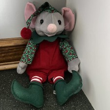 17 VINTAGE FLOPPY GREY CHRISTMAS MOUSE AMERICAN WEGO STUFFED ANIMAL PLUSH TOY