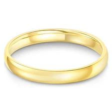 Ioka - 14k Solid Yellow OR White Gold 3mm Plain Comfort Fit Wedding Band