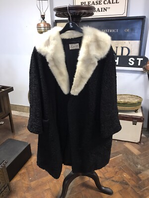 Vintage Springs Of Blackpool Clarissa Black Persian Lamb Coat With Accessories
