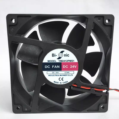 1PCS Bi-onic YM2412PMS1 DC24V 0.34A 2-wire cooling fan 12038 12cm