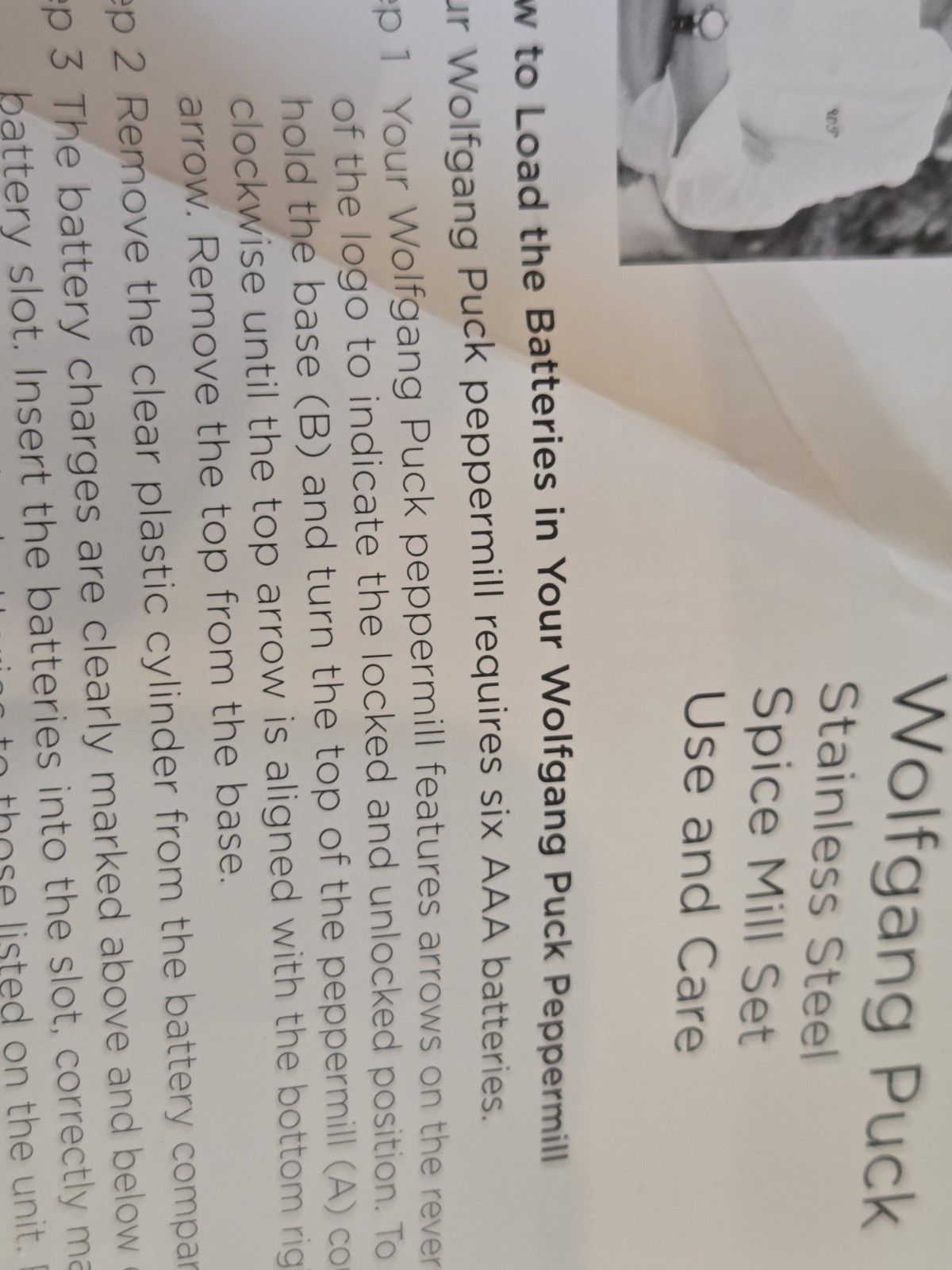 NEW Wolfgang Puck Battery Operated Spice Mills Set Stainless Pepper Salt 