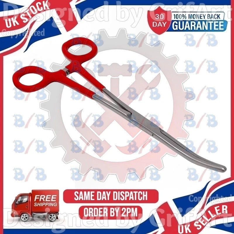 10" EXTRA LONG FORCEPS STRAIGHT BENT LOCKING INSULATED HANDLES STAINLESS STEEL - Image 2 of 4