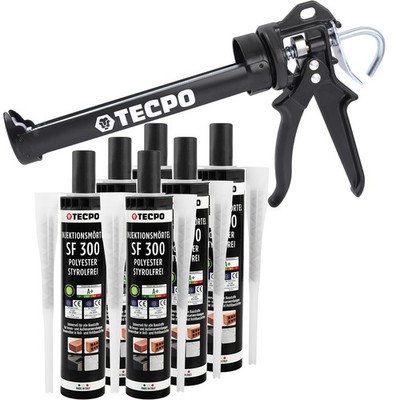 TECPO INJEKTIONSMÖRTEL VERBUNDMÖRTEL 6x 300ml MONTAGEMÖRTEL + PROFI PRESSE 25:1