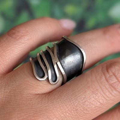 Vintage Mexico 925 Sterling Wrap Ring Brutalist 925 Studio Art Taxco Size 5.75
