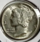 1941-D Mercury Dime - AU/BU - Free Shipping - (10-21)