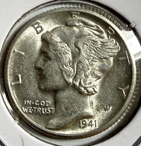 1941-D Mercury Dime - AU/BU - Free Shipping - (10-21)