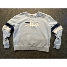 FILA Logo Crewneck Pullover Sweatshirt Women  s Light Blue Size XL GUC