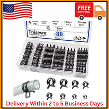 80pcs Spring Band Hose Clamps Assortment Kit 7-18mm Steel Fuel Vacuum Silicone