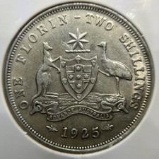 1925 Florin Coin - almost Extremely Fine - Silver George V