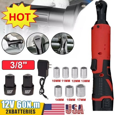 3/8'' Cordless Ratchet Right-Angle Wrench with 2 Batteries - Electric Impact Tool