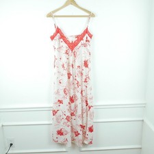 Vintage S Nightgown Slipdress Coquette Feminine Dainty Red Lace Floral 70s Glam