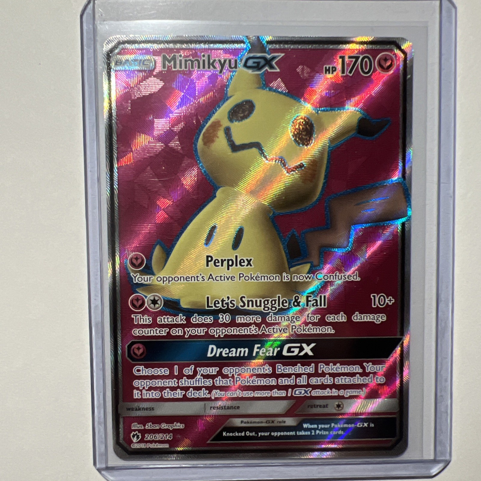 Mimikyu GX 2018 Sun & Moon: Lost Thunder #206/214 Holo (Full Art
