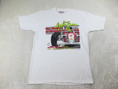 VINTAGE Ayrton Senna Shirt Mens Extra Large White Formula 1 Racing Monaco 90s*