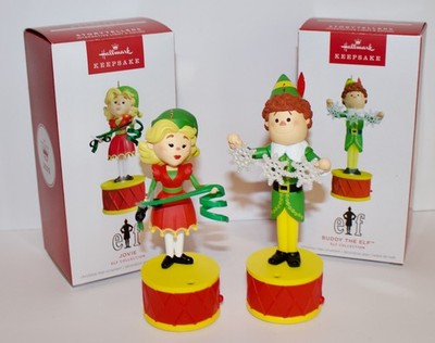 LOT OF (2) 2025 Hallmark - BUDDY THE ELF & JOVIE - LIGHT & SOUND ORNAMENTS